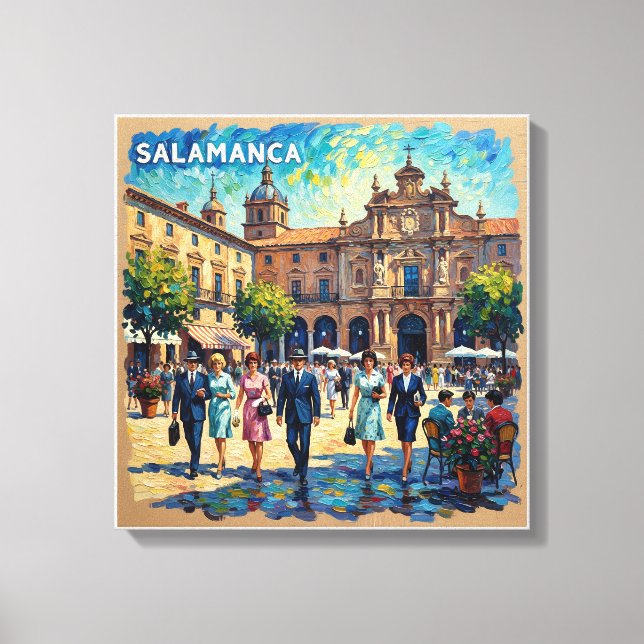Impressão Em Tela Salamanca Espanha Praça Maior Tela Esticada (Frente)