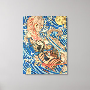 Impressão Em Tela Salamandra de luta do Samurai japonês