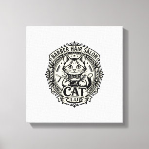 Impressão Em Tela Salão de Cabelo Barbeiro Gato Gráfico de Gato Engr