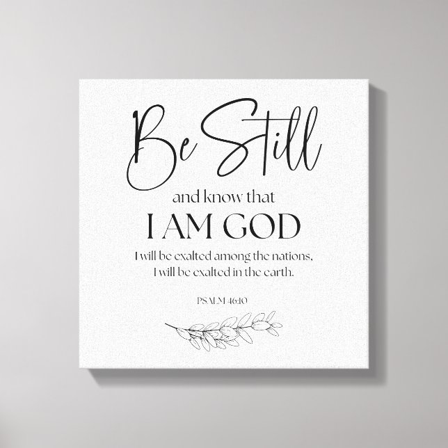 Impressão Em Tela Salm 46:10 Fique quieto e saiba que eu sou Deus (Frente)