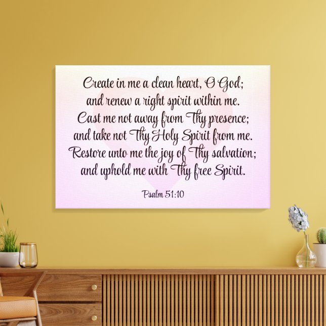 Impressão Em Tela Salmo 51:10-12 (Insitu(Sala de estar))
