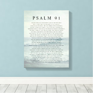 Impressão Em Tela Salmo 91 Escritura Sombra Azul Aqua Praia Calma