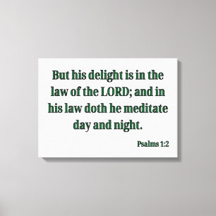 Impressão Em Tela Salms 1:2 Bíblia Verse KJV Wall Art