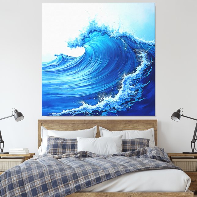 Impressão Em Tela Salpicos de Onda Azul Serene (Insitu(Quarto))