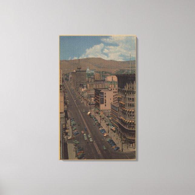 Impressão Em Tela Salt Lake City, Utah - Vista da Rua Principal. (Frente)