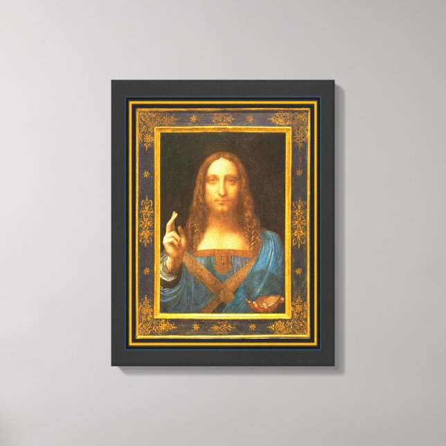 Impressão Em Tela Salvator Mundi 1500 Leonardo da Vinci (Frente)