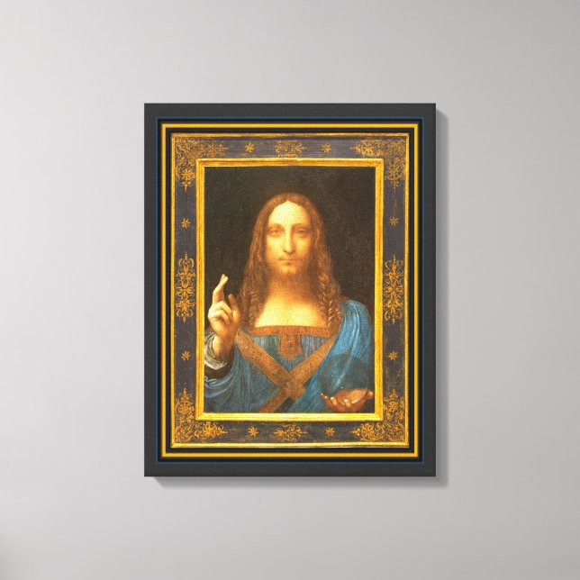 Impressão Em Tela Salvator Mundi 1500 Leonardo da Vinci (Frente)