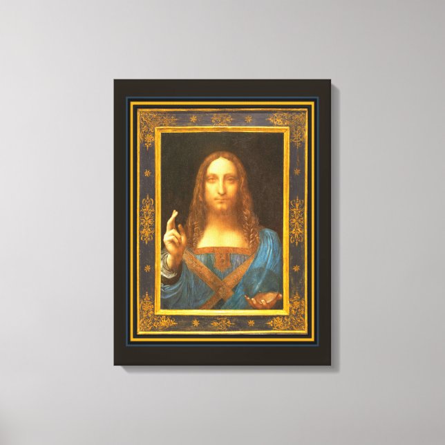 Impressão Em Tela Salvator Mundi c 1500 Leonardo da Vinci (Frente)