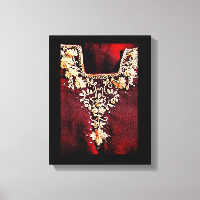 Impressão Em Tela Salwar Kameez Embroidery (Frente)