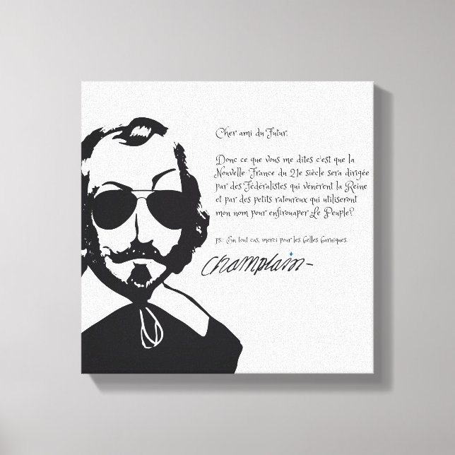 Impressão Em Tela Samuel Champlain Hipster texto do futuro+óculos (Frente)