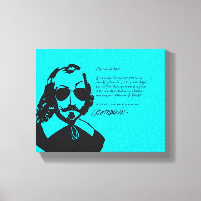 Impressão Em Tela Samuel Champlain Hipster texto do futuro+óculos (Frente)