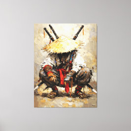 Impressão Em Tela Samurai Resting Palette Knife Orange Impasto