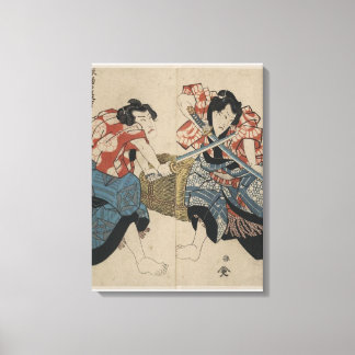 Impressão Em Tela Samurai Sword Fight por volta de 1825