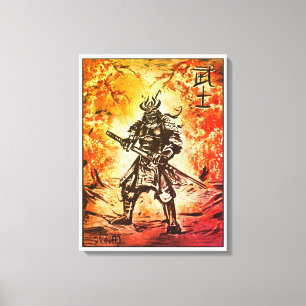 Impressão Em Tela Samurai Warrior ; Arte tradicional japonesa
