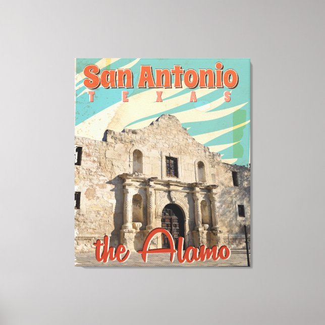 Impressão Em Tela San Antonio, Texas, O Poster de viagens do Áamo (Frente)
