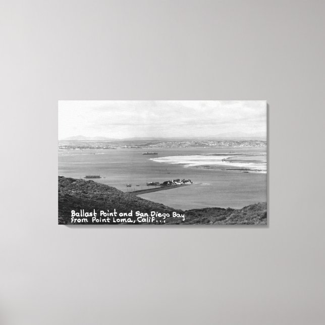 Impressão Em Tela San Diego, CA View of Ballast Point and Bay (Frente)
