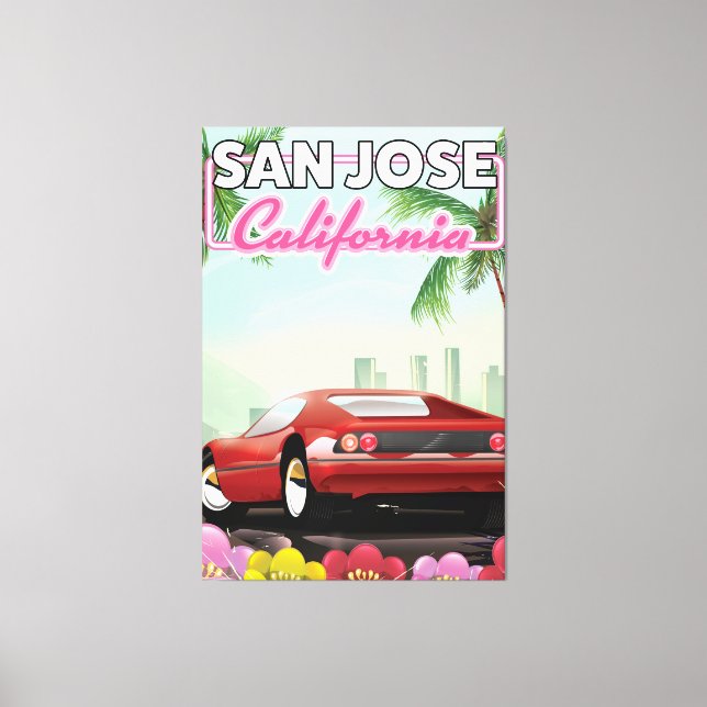 Impressão Em Tela San Jose, poster de viagens da Califórnia (Frente)