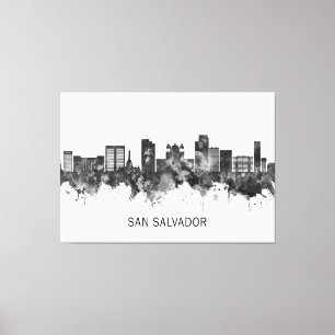 Impressão Em Tela San Salvador El Salvador Skyline BW