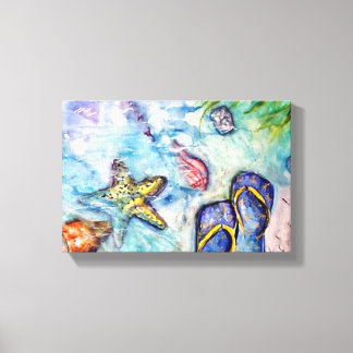 Impressão Em Tela Sanibel Sandals Florida Watercolor art