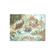 Santa Cruz Califórnia Mapa Ilustrado Mítico