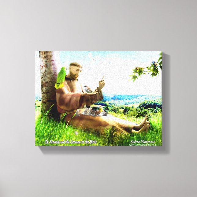 Impressão Em Tela Santo Francis e o sermão prega aos pássaros (Frente)