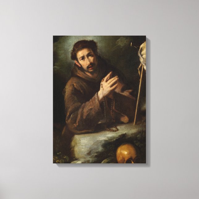 Impressão Em Tela Santo Francisco na Oração (fé cristã) (Frente)