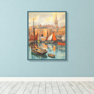 Impressão Em Tela Santo Malo, França, Arte de Poster de Viagem Antig