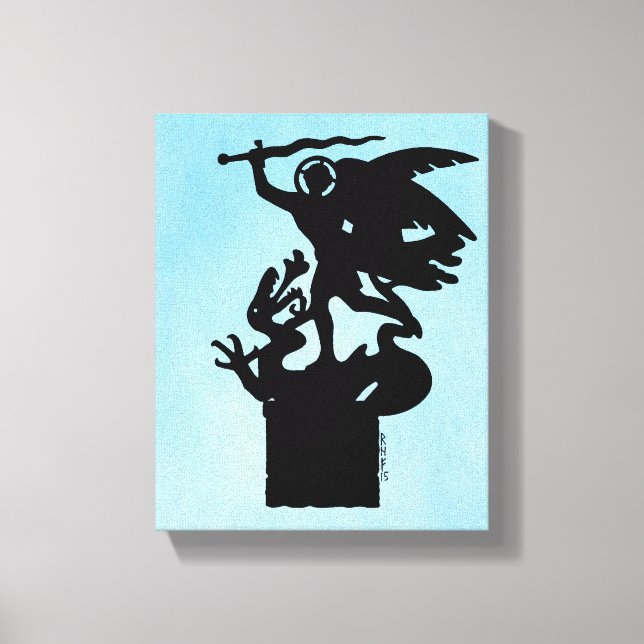 Impressão Em Tela Santo Michael e Dragon (Frente)