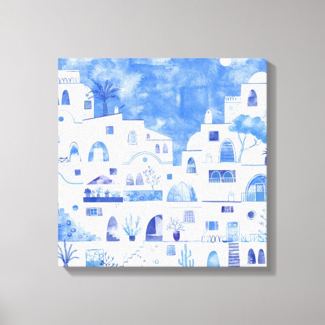 Impressão Em Tela Santorini Aquarela (Frente)