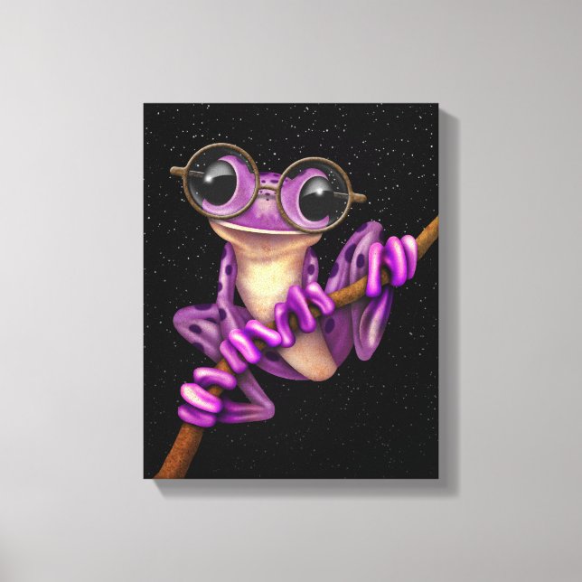 Impressão Em Tela Sapo de Árvore Púrpura Cuja Lente Tem Óculos com E (Frente)