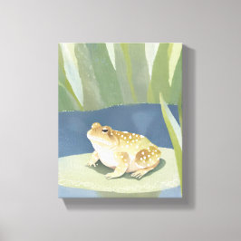 Impressão Em Tela Sapo Mal-Humorado | Aquarela do Lago de Folhas de 