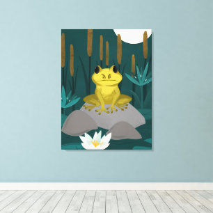 Impressão Em Tela Sapo na Arte de Parede do Lago à Meia-Noite - Tela