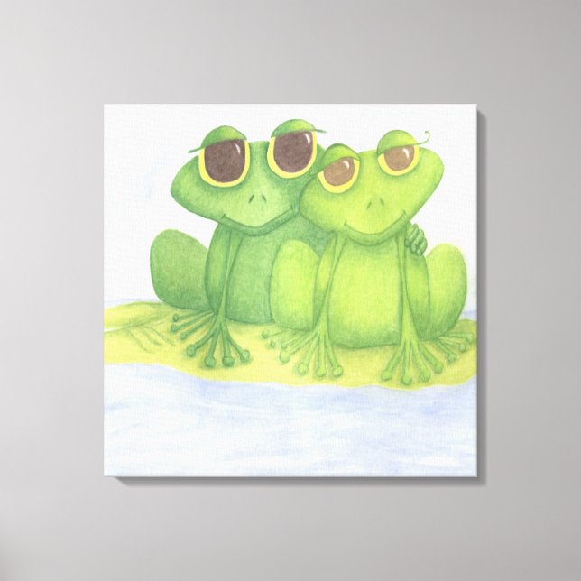 Impressão Em Tela Sapos Adoráveis (Frente)