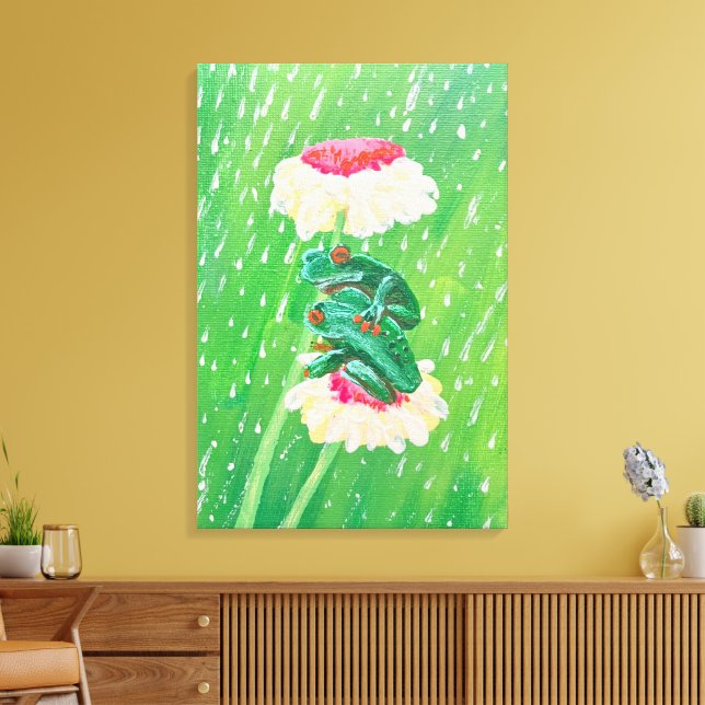 Impressão Em Tela Sapos na Chuva (Insitu(Sala de estar))