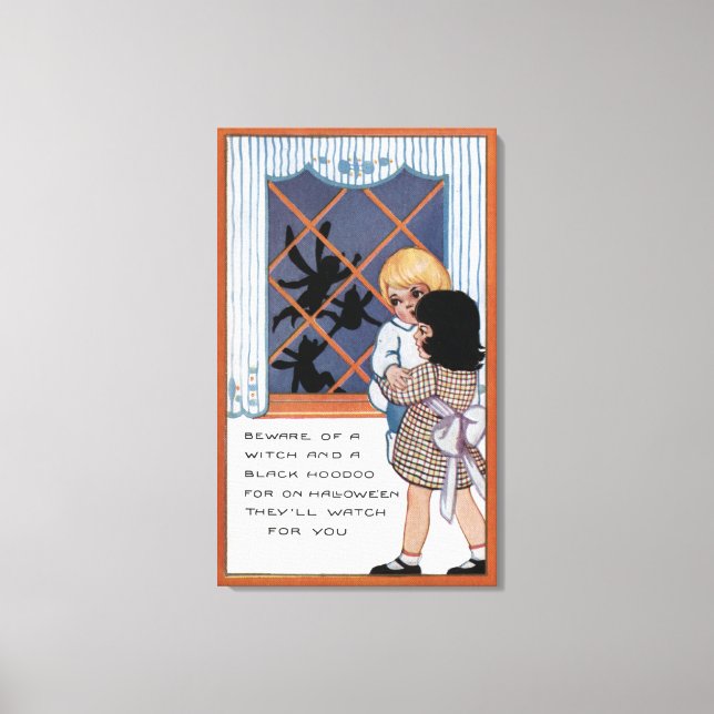 Impressão Em Tela Saudação de HalloweenAranhas na Janela (Frente)