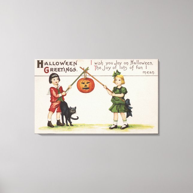 Impressão Em Tela Saudação de HalloweenPumpkin no Stick (Frente)