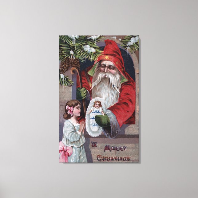 Impressão Em Tela Saudação de NatalBoneca doadora de Papai Noel (Frente)