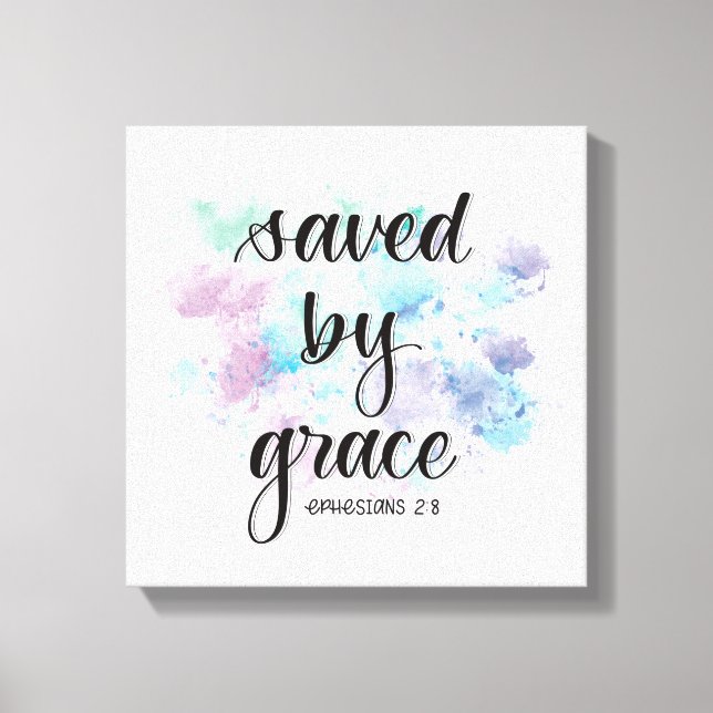 Impressão Em Tela Saved by grace | watercolor background  (Frente)