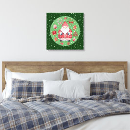 Impressão Em Tela Scandinávia Santa Claus Green