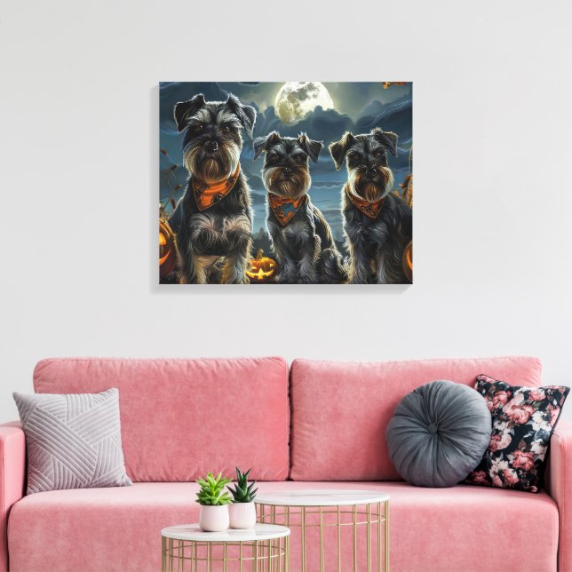 Impressão Em Tela Schnauzer Halloween Spooky (Insitu(Sala de estar))