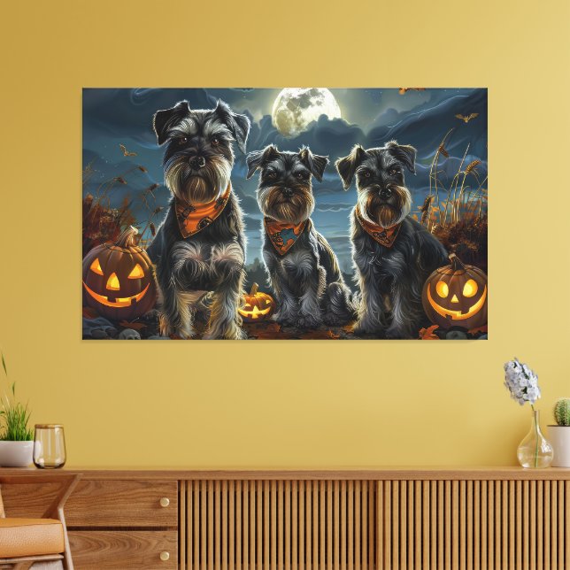 Impressão Em Tela Schnauzer Halloween Spooky (Insitu(Sala de estar))