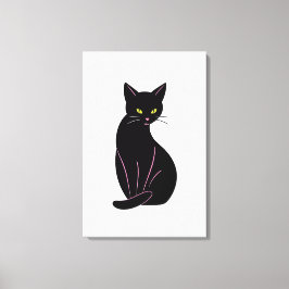 Impressão Em Tela Schwarze Katze Minimal Illustration