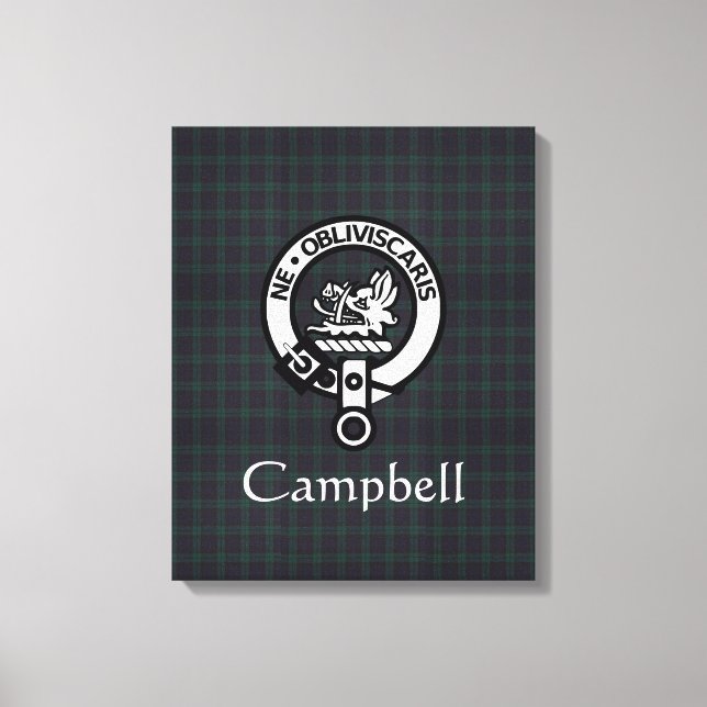 Impressão Em Tela Scottish Campbell Crest Crachá & Tartan (Frente)