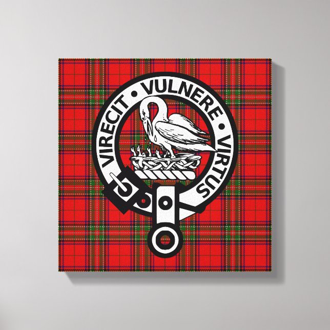 Impressão Em Tela Scottish Clan Stuart Tartan e Crest (Frente)