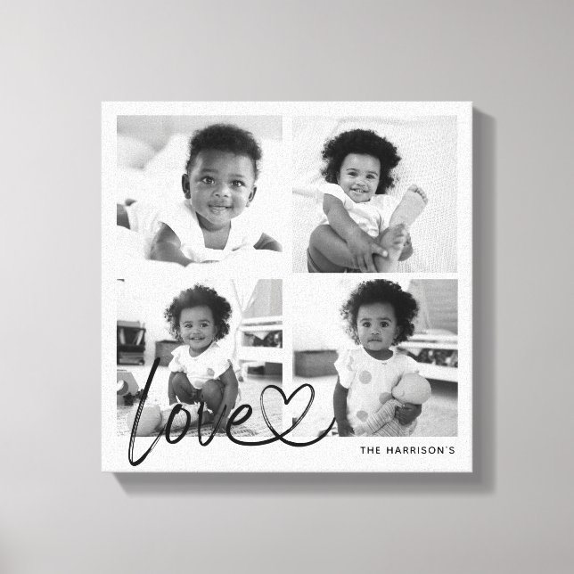 Impressão Em Tela Script de Amor de Colagem de Fotos da Família Mode (Frente)