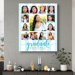 Impressão Em Tela Script de Turquoise de Colagem de Fotos do K-12<br><div class="desc">Tenha orgulho, alegria e mostre este marco do seu formando favorito. Crie esta formatura feminina, espantosa, simples, moderna, personalizada de segundo grau K - 12 fotografias de colagem de canvas de arte para um bem-estar que você sempre vai tesourar. Uma imagem divertida e elegante da tipografia do roteiro azul-turquesa, juntamente...</div>