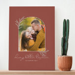Impressão Em Tela Script Elegante | Melhor união do Arco de Fotograf<br><div class="desc">Escrita moderna lendo SEMPRE MELHOR JUNTO sob sua foto familiar em um elegante arco enquadrado cercado por ramos de spruce. Tons quentes de terra laranja queimada como pano de fundo.</div>