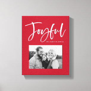 Impressão Em Tela Script Joyful Vermelho