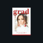 Impressão Em Tela Script Moderno Elegante de Festa de formatura de F<br><div class="desc">Festa de formatura fotográfica Elegante Modern Script Canvas Print Art apresenta a sua foto favorita com o simples texto burgundy "Formando (ano)" e o seu nome e detalhes personalizados de graduação na frente. Perfeito para o formando como presente de graduação ou decoração festa de formatura. Criado por ©Evco Studio www.zazzle.com/store/evcostudio...</div>