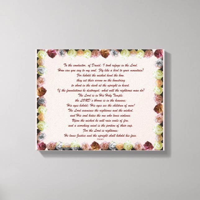Impressão Em Tela Scripture, Psalm 11, Flowerful (Frente)
